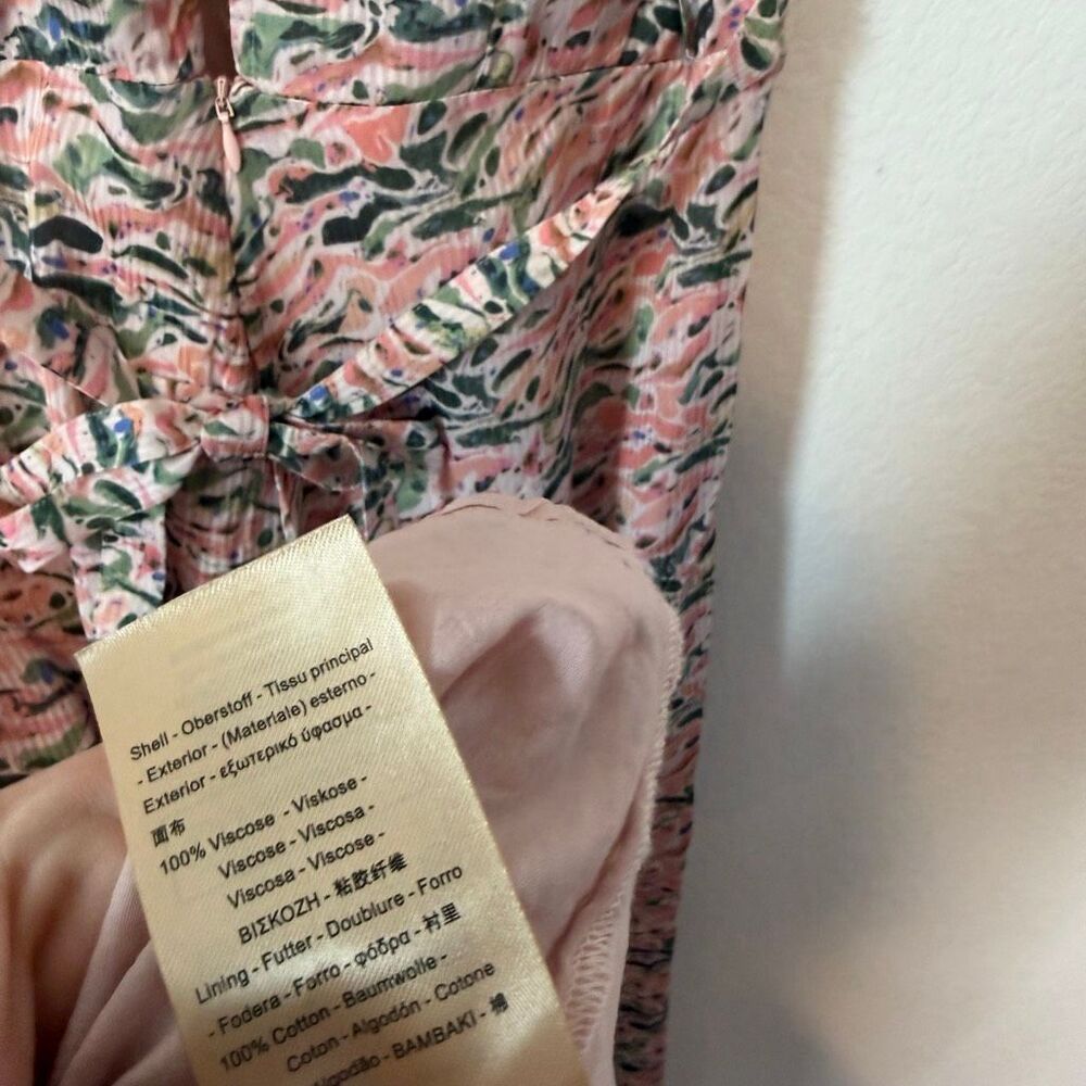 Scotch & Soda Amsterdam Pink Printed Belted Midi Dress Women's Size Large - Picture 8 of 8